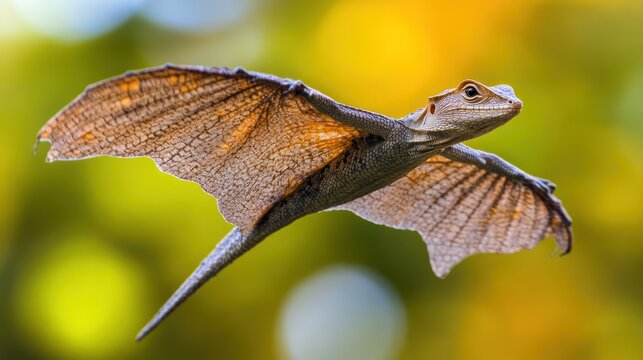 Draco Volans: The Flying Lizard in Mid-Air