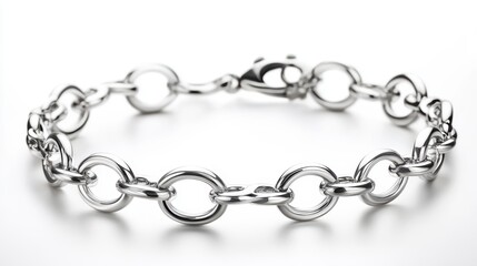 Obraz premium Dainty linked circles bracelet in platinum, isolated on white background