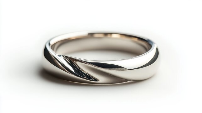 Ultra-thin silver ring with concave top, isolated on white background
