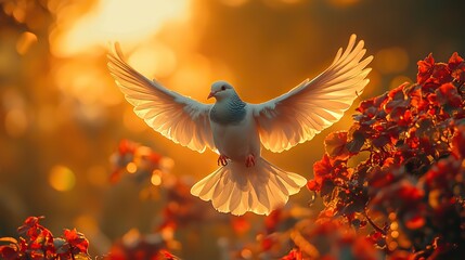 sky funeral background with white dove copy space for text