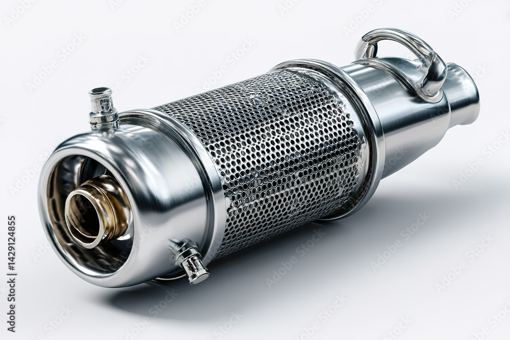 Poster exhaust component showcasing a polished design with intricate mesh for optimal performance and durab
