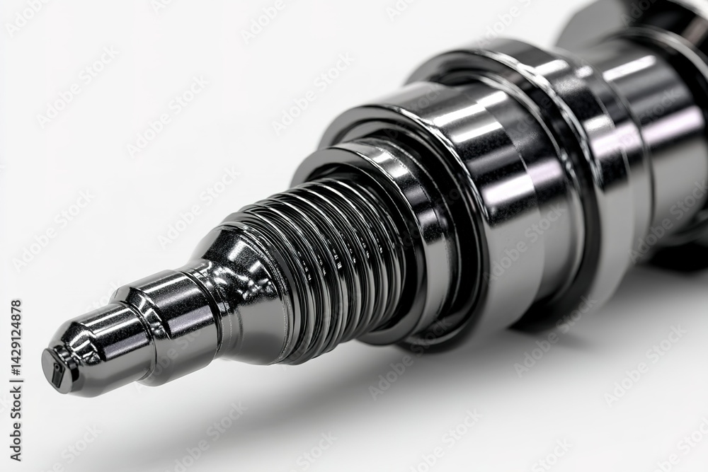 Poster close-up view of a polished engine component highlighting intricate design and engineering details