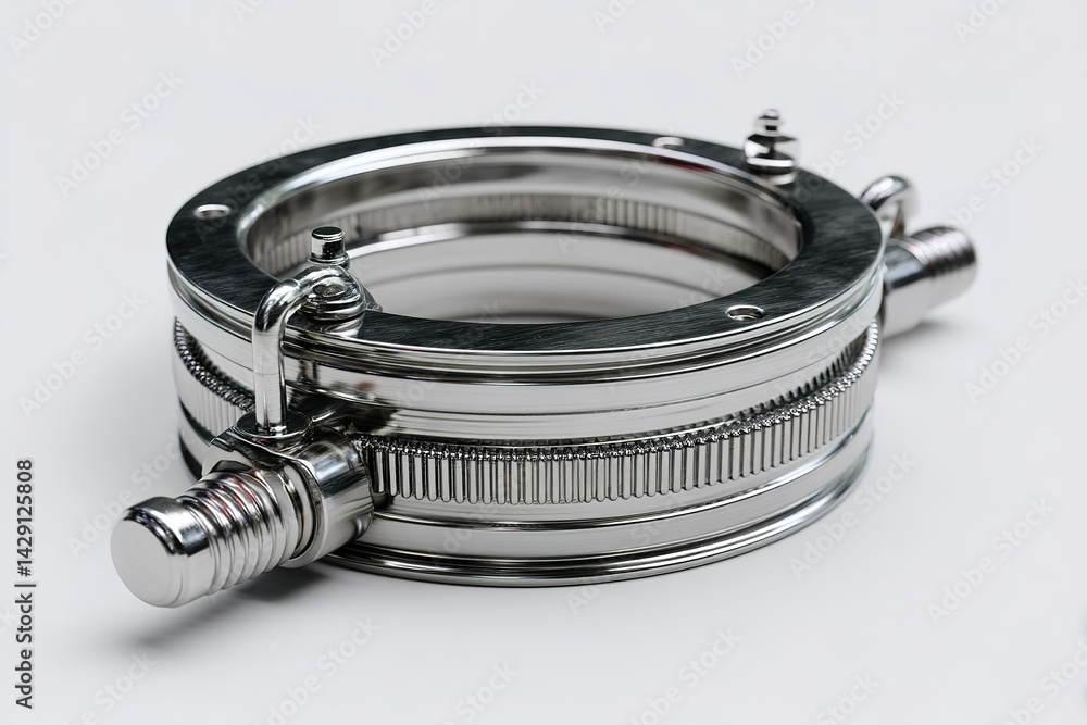 Poster metal clamp for industrial applications shown on a plain background emphasizing precision and functi