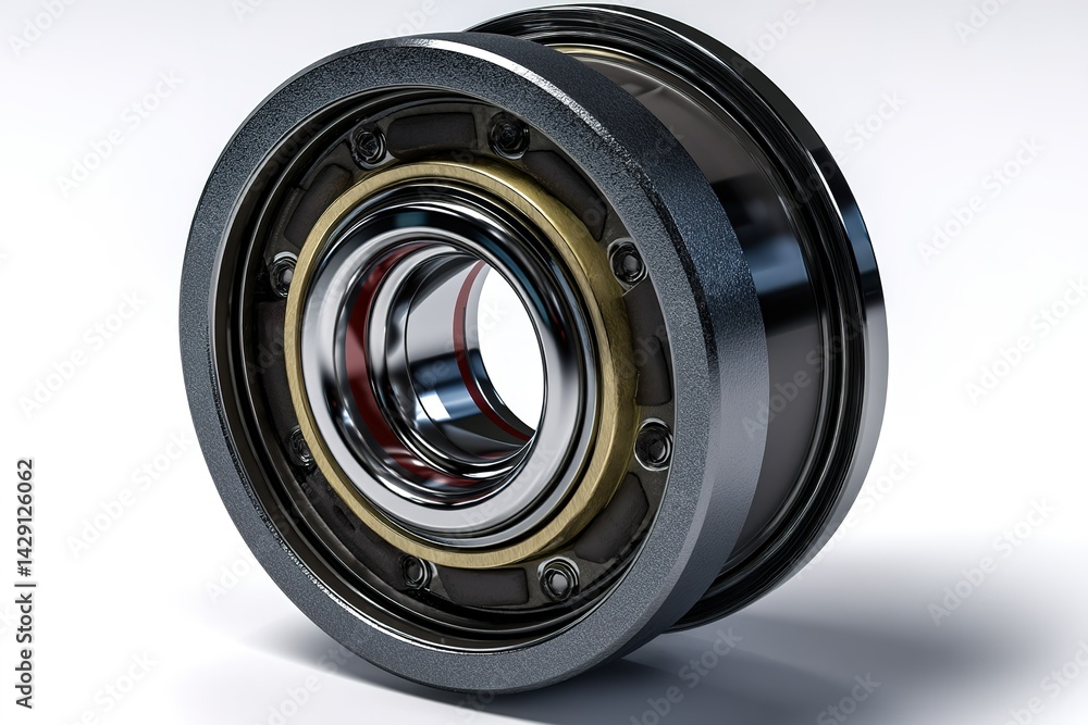 Poster detailed view of a high-quality mechanical bearing showcasing precision engineering and craftsmanshi