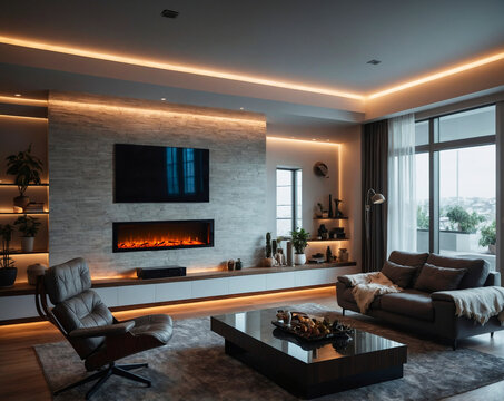 living room with fireplace