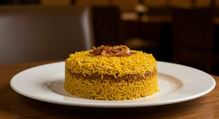 Biryani Elegantly Plated Under Soft Natural Light, Modern Style