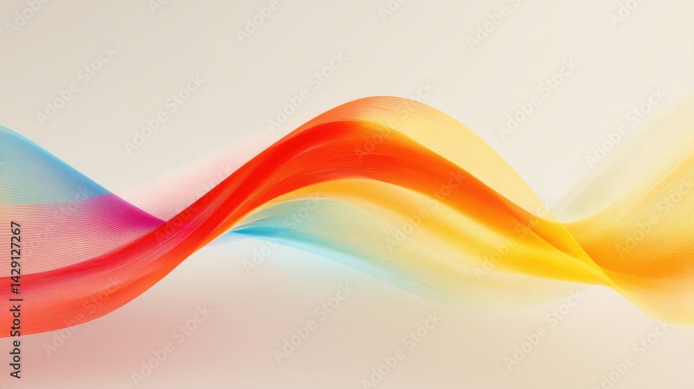 Aufkleber array of vibrant overlapping color waves flows fluidly across pristine white background