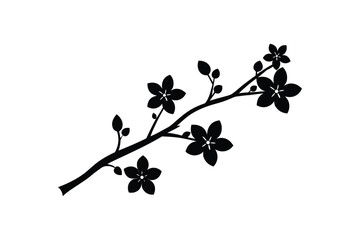 Silhouette art illustration of cherry blossom branch.eps