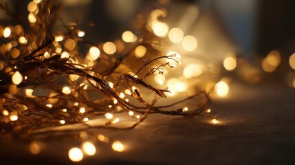 Festive holiday lights and decorations with a warm glow, evoking joy and celebration