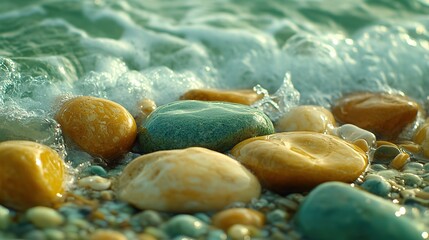 Smooth, green serpentine rocks found near a coastline