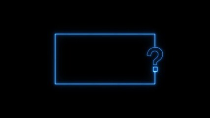 Neon quiz frame for decoration on the wall background. Question mark frame background. Game announcement neon message. Quiz trivia game competition. Answer question, Examination ...