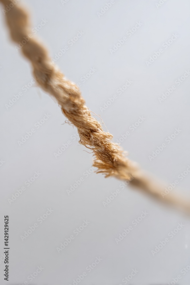 Poster image capturing frayed rope about to snap against minimalistic background
