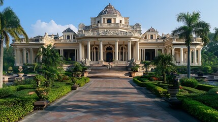 Majestic colonial-style mansion with ornate details.