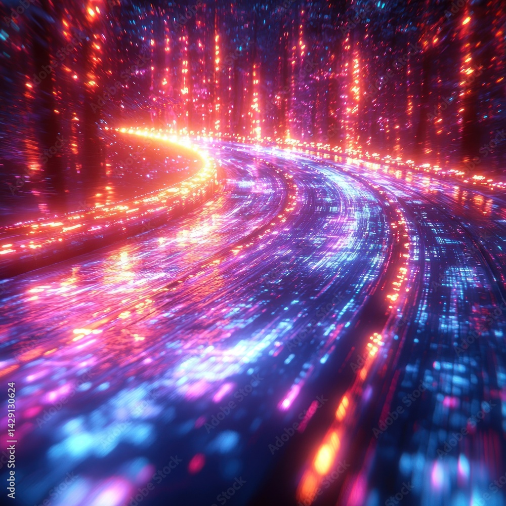 Poster abstract glowing data stream background with futuristic technology vibe