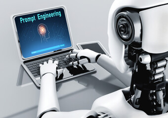 Generative AI virtual assistant tools for prompt engineer for ease of engage artificial intelligence AI technology help to work with generative AI functions by prompting AI snugly 3D illustration