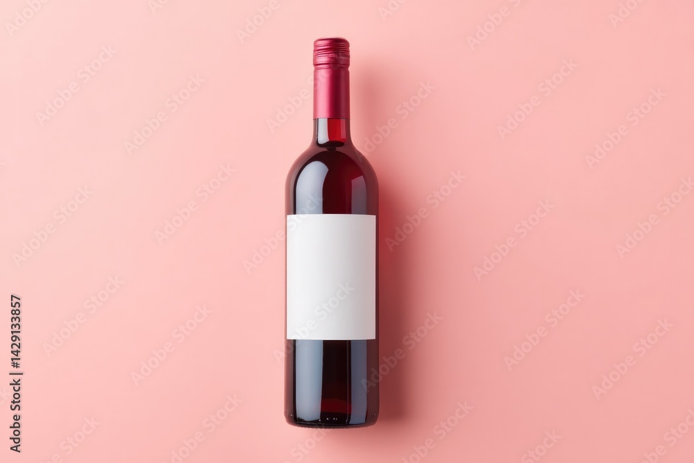 Poster bottle of red wine stands elegantly on smooth solid color background showcasing its sleek design and
