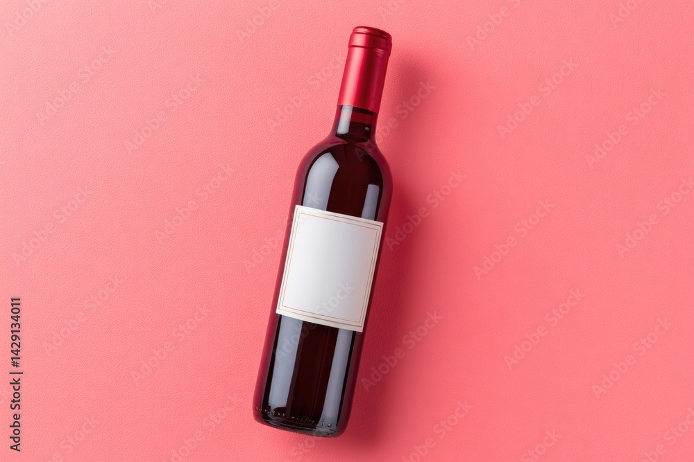 Fototapete bottle of red wine stands elegantly on smooth solid color background showcasing its sleek design and
