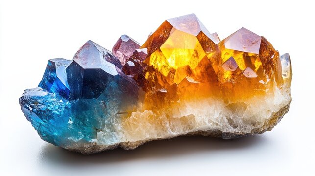 Shimmering topaz gemstone with natural inclusions and vibrant color, isolated on white background