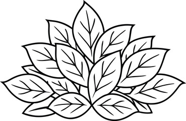 Foliage Group Outline Design, Decorative Leaves Pattern on Transparent Background