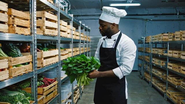 Chef choosing his ingredients.