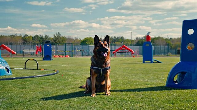 Training a police dog.