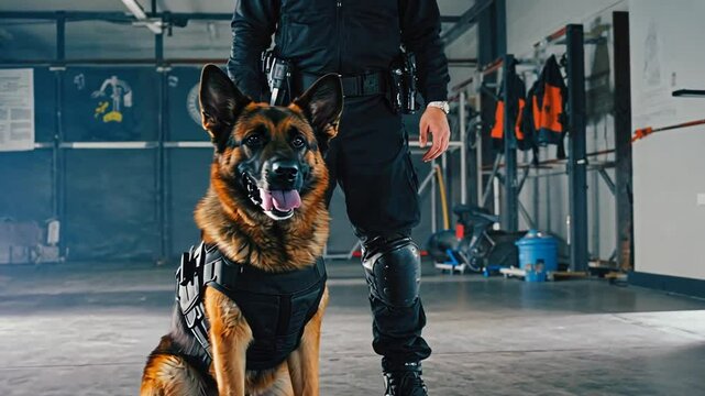 Training a police dog.