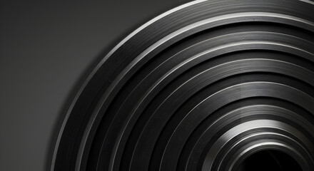 Abstract Metallic Concentric Arcs Create a Sense of Depth and Movement