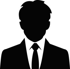 Professional businessman profile icon. Portrait front view. Head and shoulders in formal wear with tie and court. Businessman faceless avatar isolated on transparent background. Vector illustration.