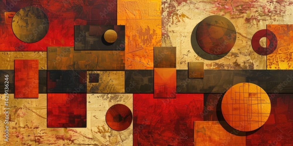 Poster the abstract picture of the red shape repetitive pattern polygon geometry in the background, geometr