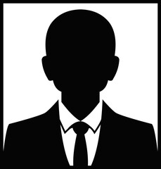 Professional businessman profile icon. Portrait front view. Head and shoulders in formal wear with tie and court. Businessman faceless avatar isolated on transparent background. Vector illustration.