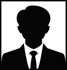 Professional businessman profile icon. Portrait front view. Head and shoulders in formal wear with tie and court. Businessman faceless avatar isolated on transparent background. Vector illustration.