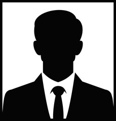 Professional businessman profile icon. Portrait front view. Head and shoulders in formal wear with tie and court. Businessman faceless avatar isolated on transparent background. Vector illustration.
