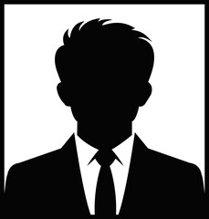 Professional businessman profile icon. Portrait front view. Head and shoulders in formal wear with tie and court. Businessman faceless avatar isolated on transparent background. Vector illustration.