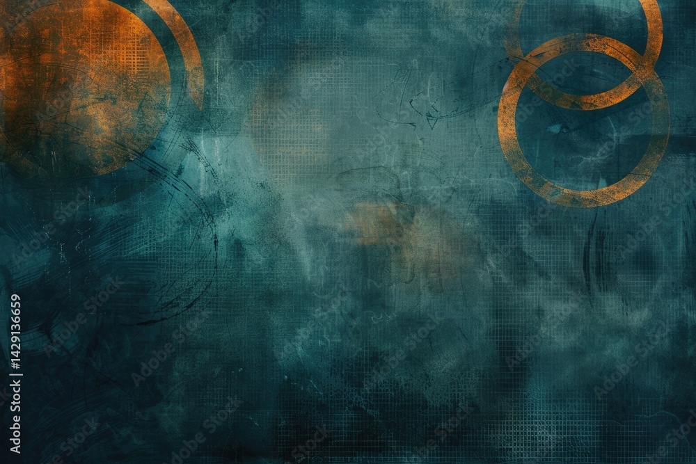 Poster abstract circle geometric shapes effect on surface of digital cyber design express scene of cyberspa