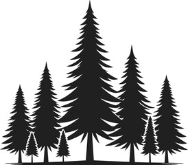 Obraz premium Pine Tree Vector, Very Simple Minimalist Tree Vector Art for Design, Tree Design Elements