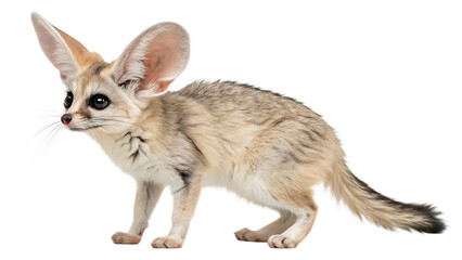 Obraz premium Fennec fox standing with large ears isolated on white background