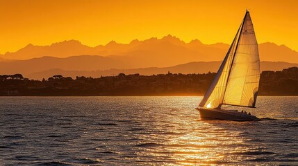 Sailboat sunset landscape