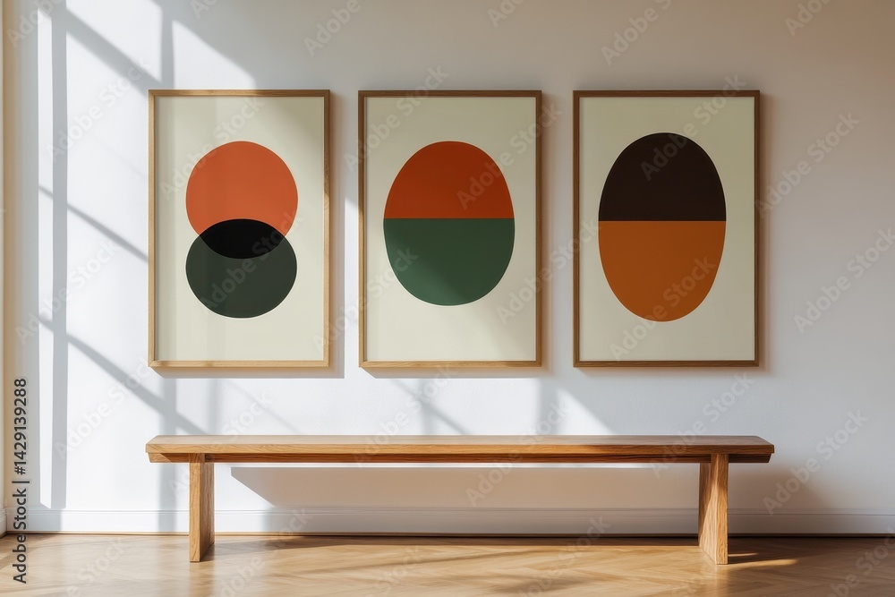 Poster modern abstract art prints in gallery setting