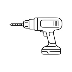 Construction outline icon of a cordless drill  