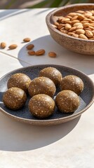 Obraz premium Delicious Homemade Almond Energy Balls Healthy Snack Food Photography