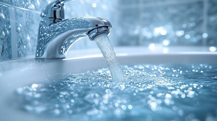 Running water from a faucet into a sink