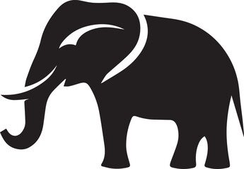 Fototapeta premium elephant head logo design silhouette style vector minimal vector art illustration on a white background 