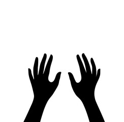 Obraz premium Hands reaching upward in a minimalist vector design representing aspirations and hopes