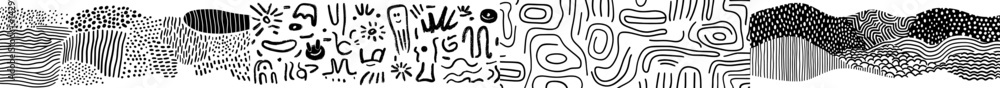 Aufkleber abstract icon vector illustration featuring diverse shapes and lines in a monochromatic style with a