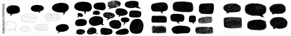 Aufkleber various black speech bubble icons representing different communication styles in vector illustration