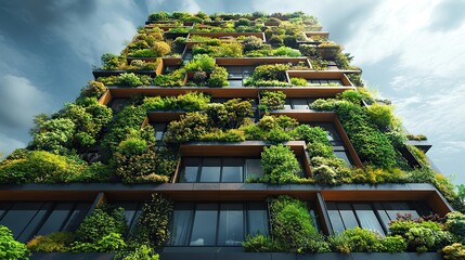 sustainable green building in modern city green architecture eco friendly building sustainable building with vertical garden reduce co2 futuristic building net zero emissions