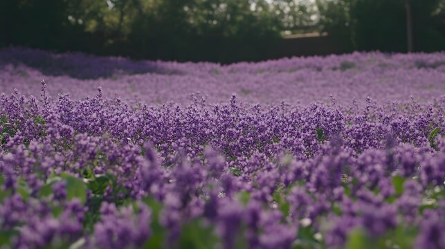 Vibrant Purple Flower Field Landscape Photography