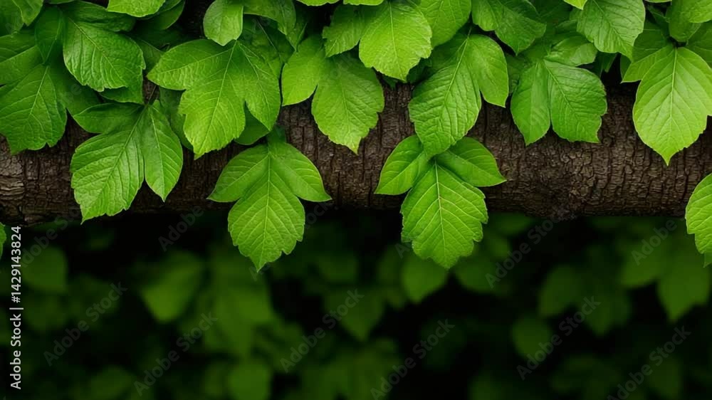 Poster lush green leaves on a tree branch creating a vibrant natural background for various creative projec
