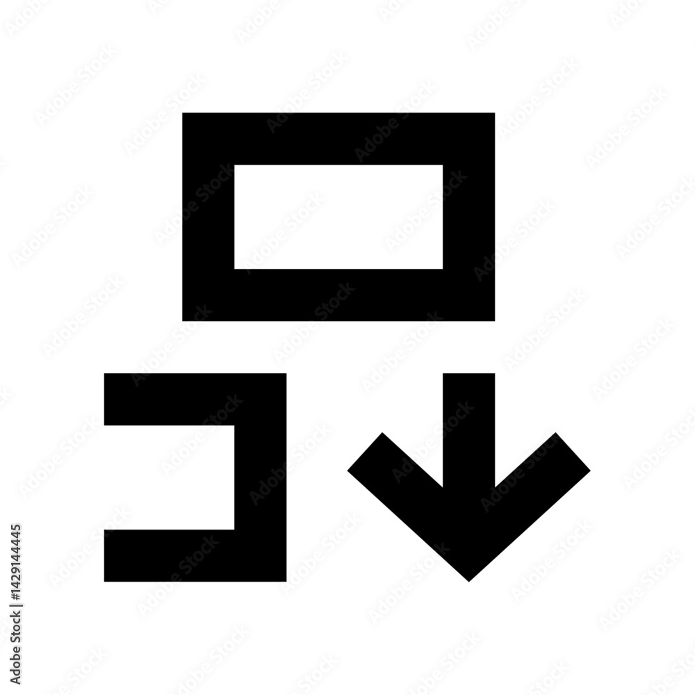 Poster diagram showing a box above two shapes with an arrow pointing down indicating a flow or movement pro