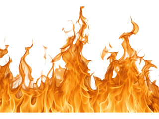 Bright orange flames dance upward, creating a dynamic display of fire with varying heights and shapes.